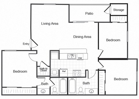 Valley Ridge Apartments in Lewisville, Texas C1 Floor Plan